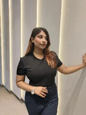 Picture of Black Colour Round Neck Women's Solid Plain T-Shirt Black