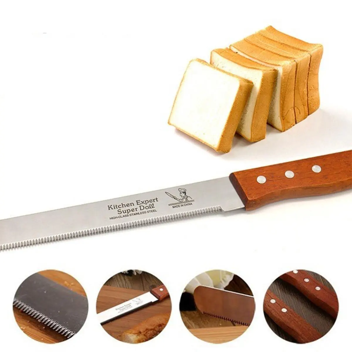Picture of Wooden Handle Cake Knife Stainless Steel Bread - Multicolor