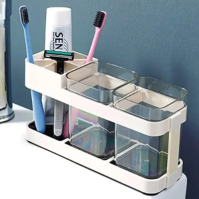 Picture of Toothbrush Holder Automatic Toothbrush Dispenser Holder Electric Toothbrush Storage Box Bathroom Accessories - Off White