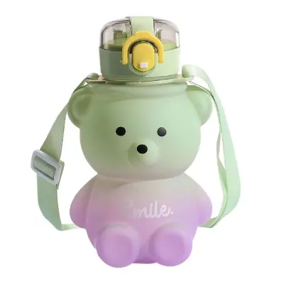 Picture of Water Bottle with Straw, Kawaii Bear Water Bottle, Leak-Proof Cute Water Bottles - Multicolor