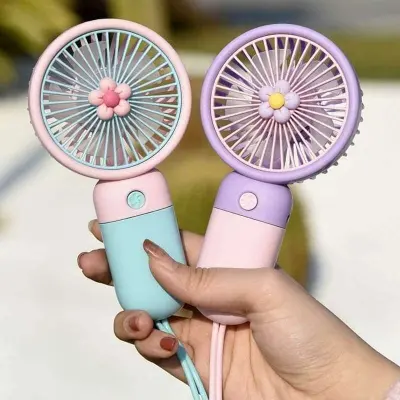 Picture of USB Mini Handheld Wind Power Fan With Portable Phone Holder Student Office - Multicolor