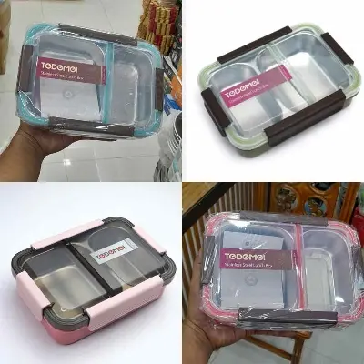 Picture of TEDEMEI Stainless Steel Lunch Box, Lunch Solution, Meal and Snacks Packing, 2 Containers Lunch Box-750ml - Multicolor