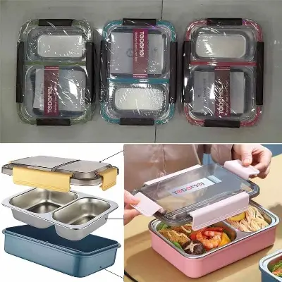 Picture of TEDEMEI Stainless Steel Lunch Box, Lunch Solution, Meal and Snacks Packing, 2 Containers Lunch Box-750ml - Multicolor