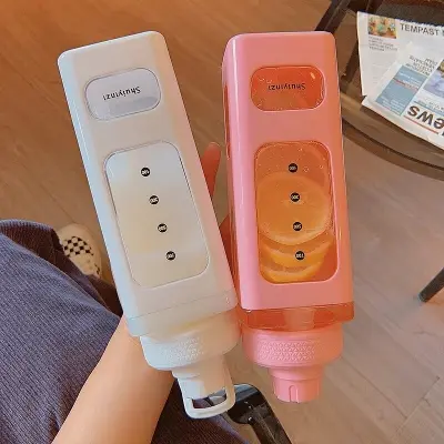 Picture of Stylist Square Shape Plastic Water Bottle With Straw Gym Portable Sport Bottle Drink Bottles - Multicolor