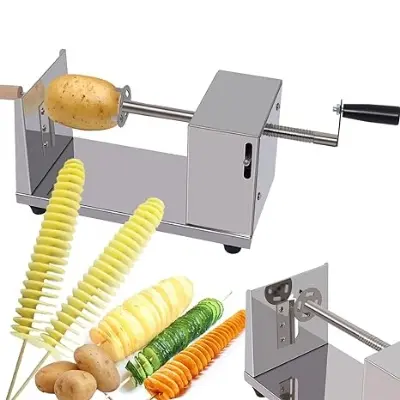 Picture of Stainless Steel Twisted Potato Tornado Cutter Spiral Slicer French Fry Cut Vegetable Cutter Twister cooking tools - Silver