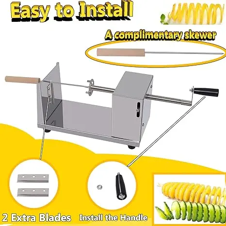Picture of Stainless Steel Twisted Potato Tornado Cutter Spiral Slicer French Fry Cut Vegetable Cutter Twister cooking tools - Silver
