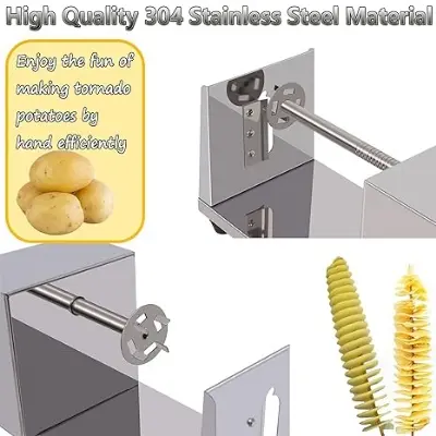 Picture of Stainless Steel Twisted Potato Tornado Cutter Spiral Slicer French Fry Cut Vegetable Cutter Twister cooking tools - Silver