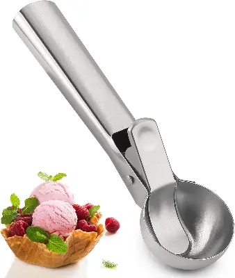 Picture of Stainless Steel Spring Trigger Ice Cream Scoop Set of 1 Pcs Remove The Ice Cream - Silver