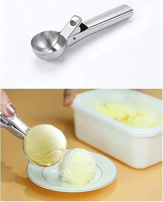 Picture of Stainless Steel Spring Trigger Ice Cream Scoop Set of 1 Pcs Remove The Ice Cream - Silver