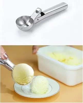 Picture of Stainless Steel Spring Trigger Ice Cream Scoop Set of 1 Pcs Remove The Ice Cream - Silver