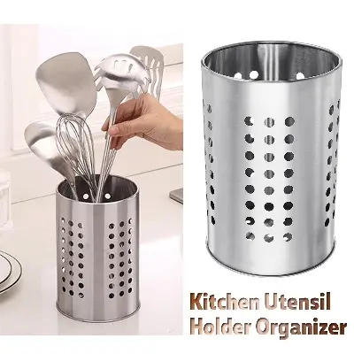 Picture of Stainless Steel Kitchen Spoon Rest – Heat-Resistant Utensil Holder for Countertop - Silver