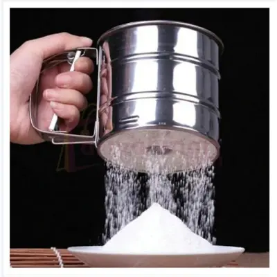 Picture of Stainless Steel Flour Sifter Fine Mesh Powder Flour Sieve Icing Sugar Manual Sieve Cup Kitchen Gadget Baking Pastry Tools Gadget - Silver