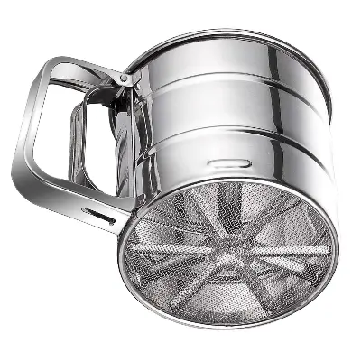 Picture of Stainless Steel Flour Sifter Fine Mesh Powder Flour Sieve Icing Sugar Manual Sieve Cup Kitchen Gadget Baking Pastry Tools Gadget - Silver