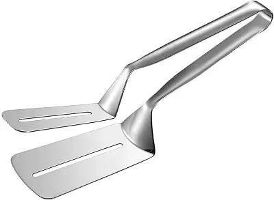 Picture of Stainless Steel Cooking Tong - Multifunctional Slotted Fish Double-Sided Spatula for Cooking, Gripper for Steak Clamps, Bread Roti Chapati - Silver