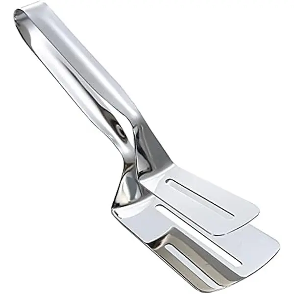 Picture of Stainless Steel Cooking Tong - Multifunctional Slotted Fish Double-Sided Spatula for Cooking, Gripper for Steak Clamps, Bread Roti Chapati - Silver
