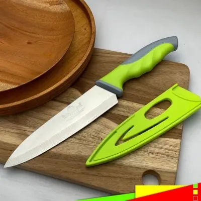 Picture of Stainless Steel Chefs Knife With Cover for Kitchen - Multicolor