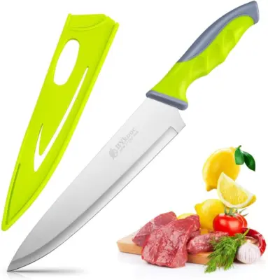 Picture of Stainless Steel Chefs Knife With Cover for Kitchen - Multicolor
