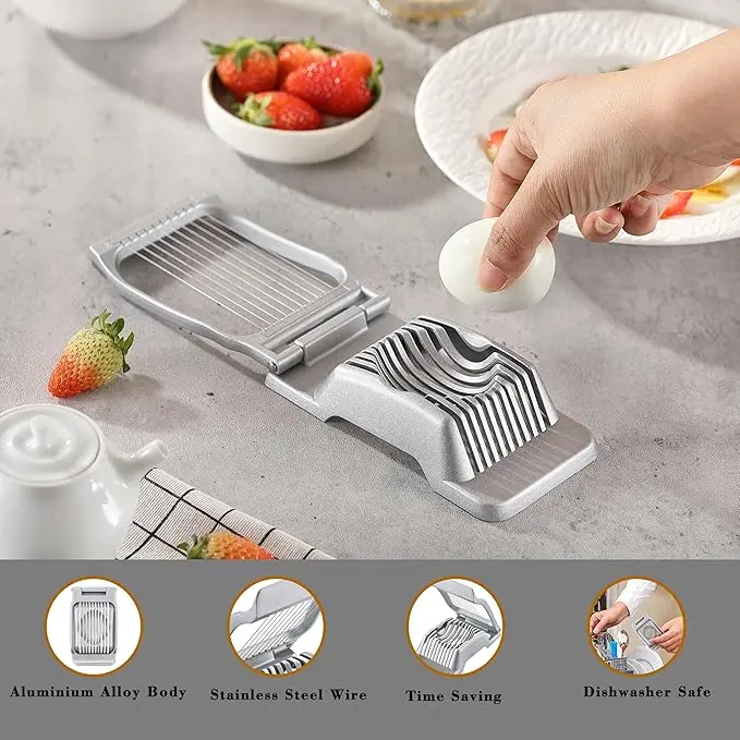 Picture of Stainless Steel Boiled Egg Slicer Section Cutter Mushroom Kitchen Chopper - Silver