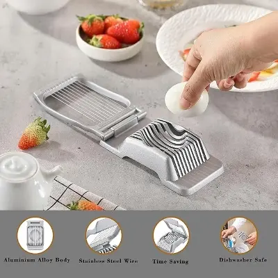 Picture of Stainless Steel Boiled Egg Slicer Section Cutter Mushroom Kitchen Chopper - Silver