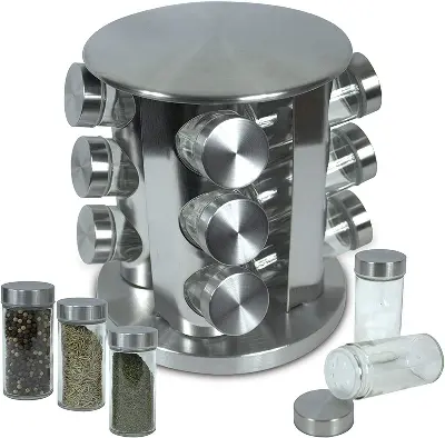 Picture of Spice Rack Set of 12 Spice Jars Stainless Spice Rack, Seasoning Storage Organization Spice, - Multicolor