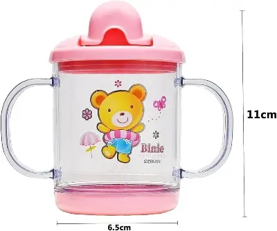 Picture of Sippy Cup/Sipper Mugs, Kids Flip Top Water Bottle with Handles BPA Free-200 ml - Pink - Multicolor