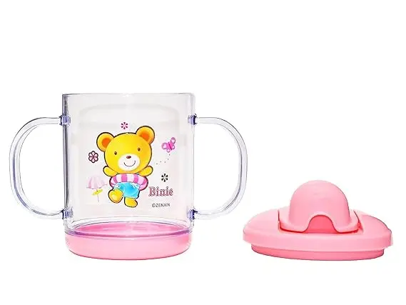 Picture of Sippy Cup/Sipper Mugs, Kids Flip Top Water Bottle with Handles BPA Free-200 ml - Pink - Multicolor