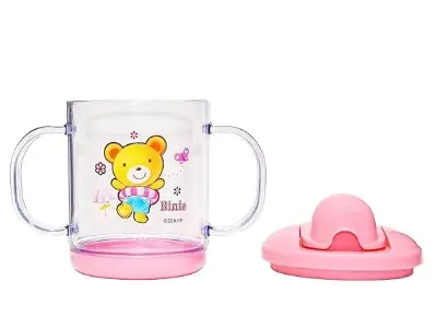 Picture of Sippy Cup/Sipper Mugs, Kids Flip Top Water Bottle with Handles BPA Free-200 ml - Pink - Multicolor