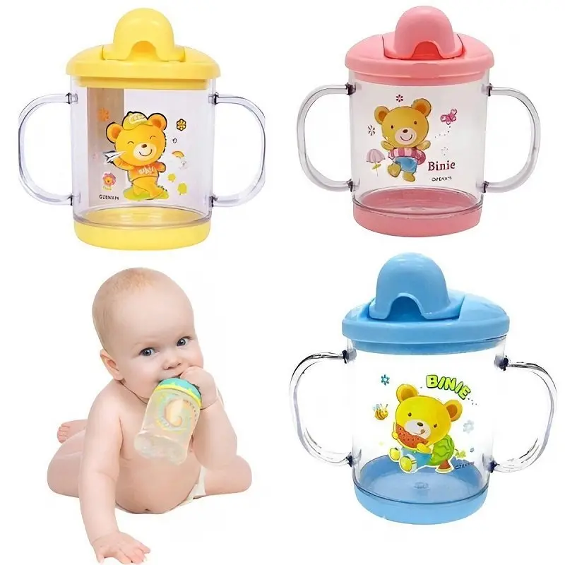 Picture of Sippy Cup/Sipper Mugs, Kids Flip Top Water Bottle with Handles BPA Free-200 ml - Pink - Multicolor