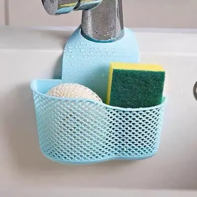 Picture of Sink Sponge Holder for Kitchen,Sponge Holder for Kitchen Sink,Hanging Bathtub Caddy Organizer with Adjustable Strap,Save Sink - Multicolor