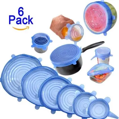 Picture of Silicone Reusable Stretch Seal Vacuum Food Storage Bowl Cover – 6 Pcs Set - Multicolor