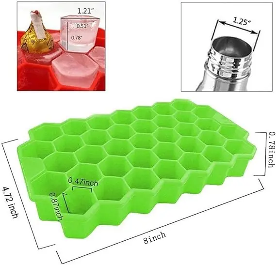 Picture of Silicone Ice Cube Trays with Lids Honeycomb Silicone Ice Cube Tray 37 Grid Ice Cube - Multicolor