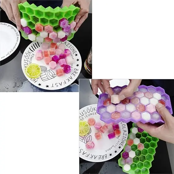 Picture of Silicone Ice Cube Trays with Lids Honeycomb Silicone Ice Cube Tray 37 Grid Ice Cube - Multicolor