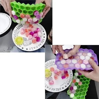 Picture of Silicone Ice Cube Trays with Lids Honeycomb Silicone Ice Cube Tray 37 Grid Ice Cube - Multicolor
