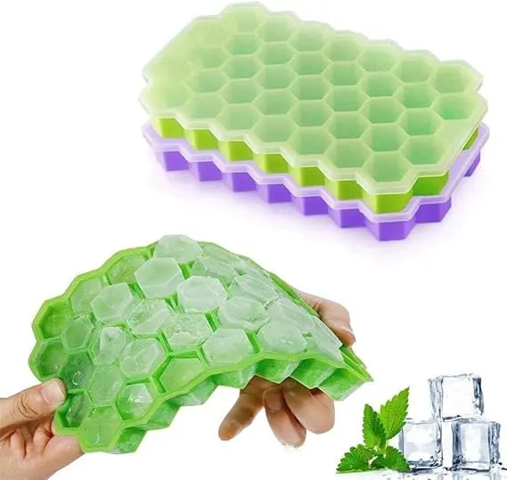 Picture of Silicone Ice Cube Trays with Lids Honeycomb Silicone Ice Cube Tray 37 Grid Ice Cube - Multicolor