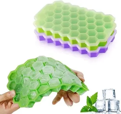 Picture of Silicone Ice Cube Trays with Lids Honeycomb Silicone Ice Cube Tray 37 Grid Ice Cube - Multicolor