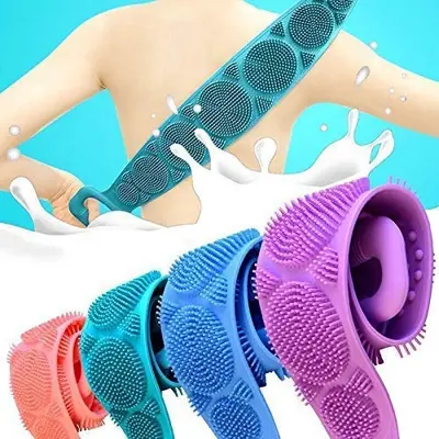 Picture of Silicone Back Scrubber Bath Belt Double-Sided Massage Body Wash Brush - Multicolor