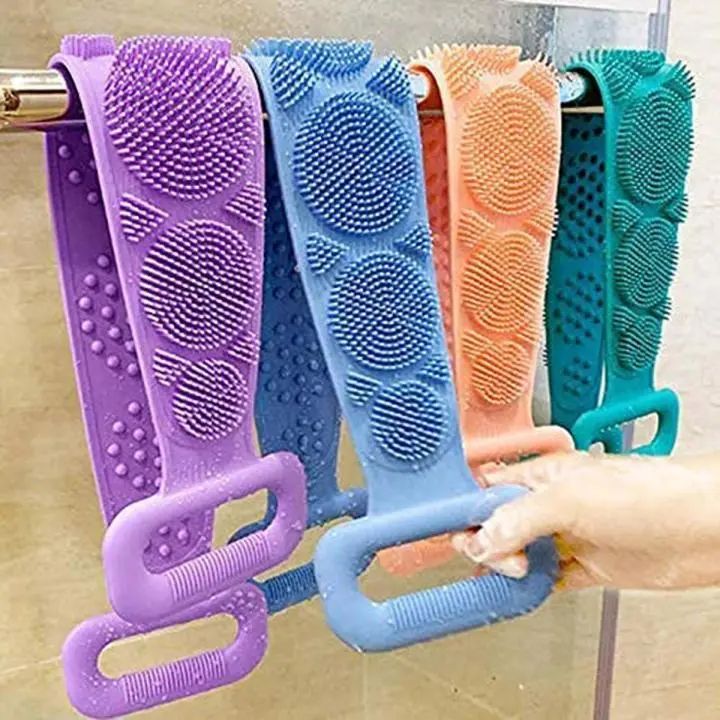 Picture of Silicone Back Scrubber Bath Belt Double-Sided Massage Body Wash Brush - Multicolor
