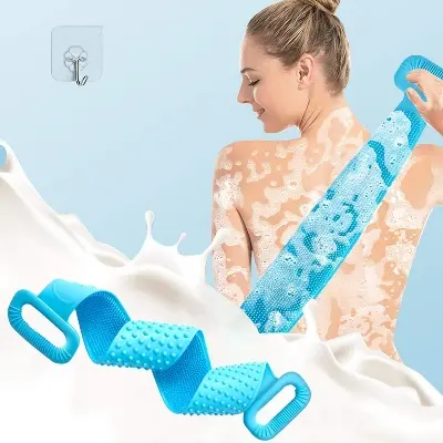 Picture of Silicone Back Scrubber Bath Belt Double-Sided Massage Body Wash Brush - Multicolor