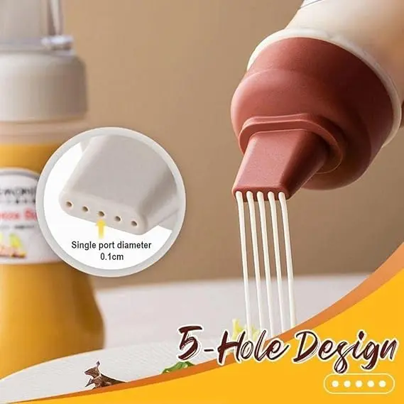 Picture of Sauce Dispenser Bottle, Multipurpose Kitchen Tools | Portable Sauce Bottle with Lid Five Holes | 280ml Squeeze Bottle - Multicolor