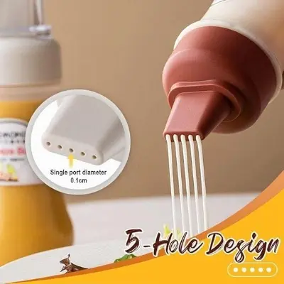 Picture of Sauce Dispenser Bottle, Multipurpose Kitchen Tools | Portable Sauce Bottle with Lid Five Holes | 280ml Squeeze Bottle - Multicolor