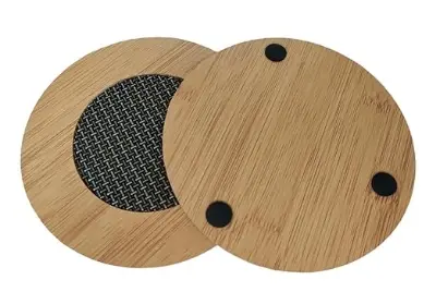 Picture of Round Shape Shape Heating Insulation Resistant Natural Bamboo Wooden Coaster Heat - Multicolor