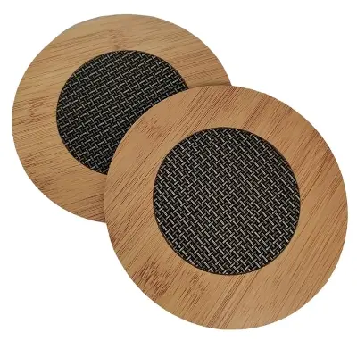 Picture of Round Shape Shape Heating Insulation Resistant Natural Bamboo Wooden Coaster Heat - Multicolor