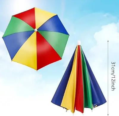 Picture of Rainbow Umbrella Hat, Head Umbrella Hat Fishing Umbrellas Hats Adjustable Umbrellas - Multicolor