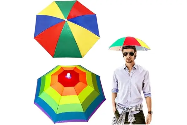 Picture of Rainbow Umbrella Hat, Head Umbrella Hat Fishing Umbrellas Hats Adjustable Umbrellas - Multicolor