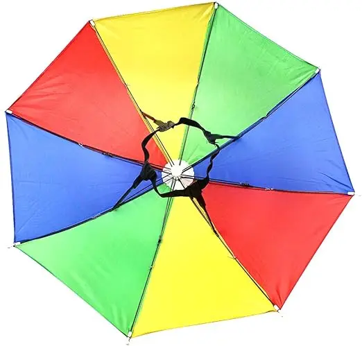 Picture of Rainbow Umbrella Hat, Head Umbrella Hat Fishing Umbrellas Hats Adjustable Umbrellas - Multicolor
