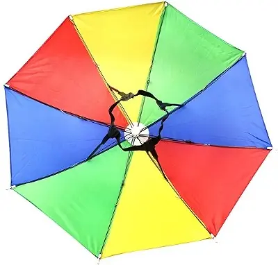 Picture of Rainbow Umbrella Hat, Head Umbrella Hat Fishing Umbrellas Hats Adjustable Umbrellas - Multicolor