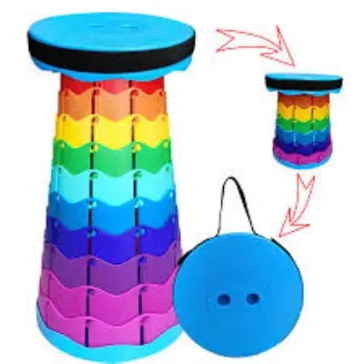 Picture of Rainbow Telescopic Stool Outdoor Portable Chair Folding Camping Fishing Chair Traveling Picnic Retractable Folding Chair - Multicolor
