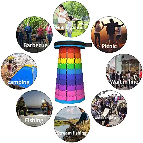 Picture of Rainbow Telescopic Stool Outdoor Portable Chair Folding Camping Fishing Chair Traveling Picnic Retractable Folding Chair - Multicolor