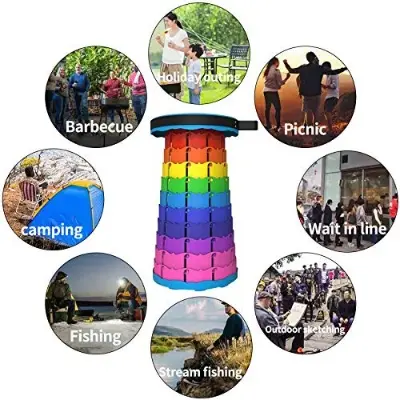 Picture of Rainbow Telescopic Stool Outdoor Portable Chair Folding Camping Fishing Chair Traveling Picnic Retractable Folding Chair - Multicolor