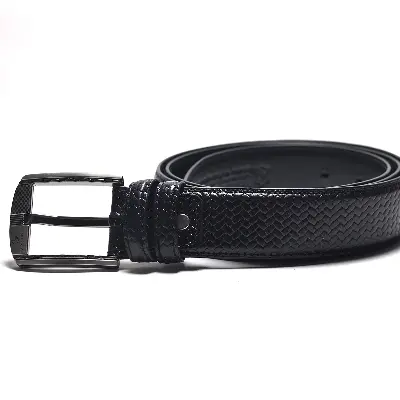 Picture of Pure Leather Belt for Man with Pati pattern Black - Black,One size fits all